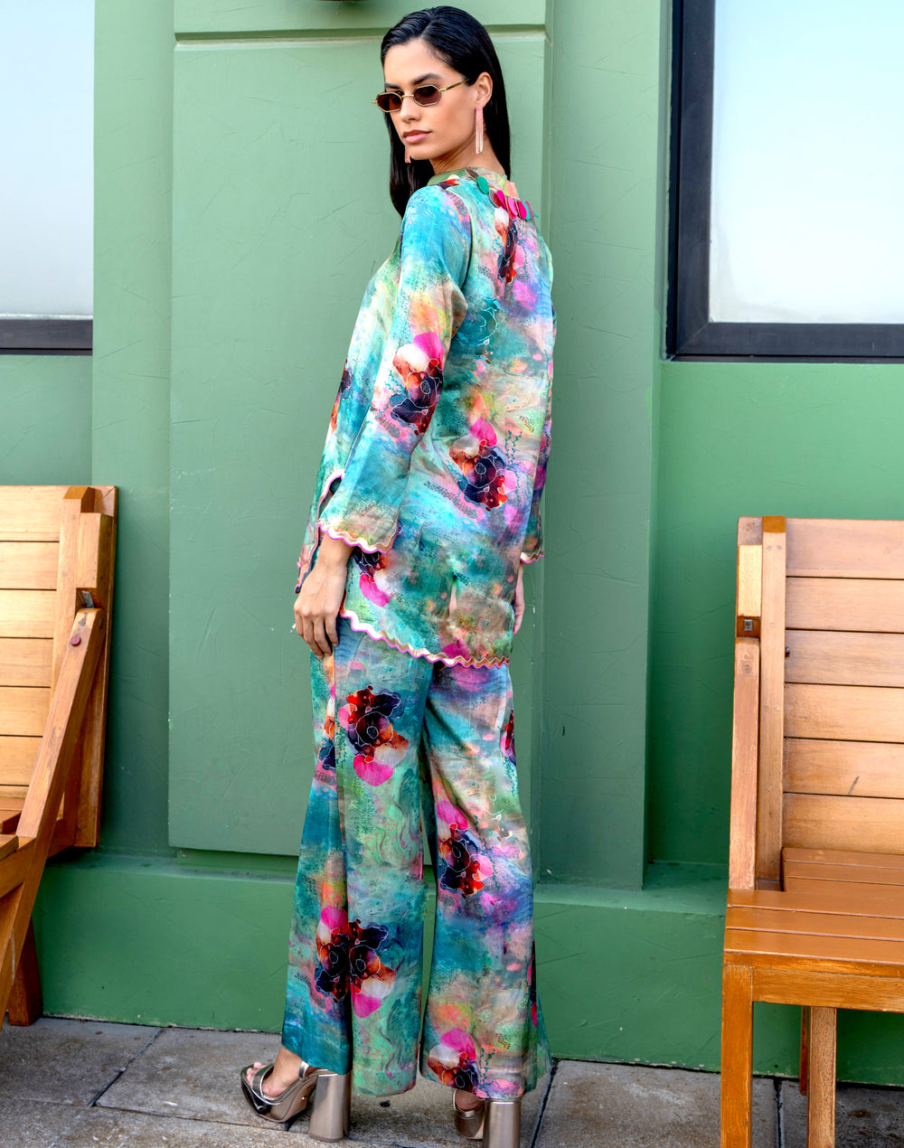 PHIPHI Satin Tunic set