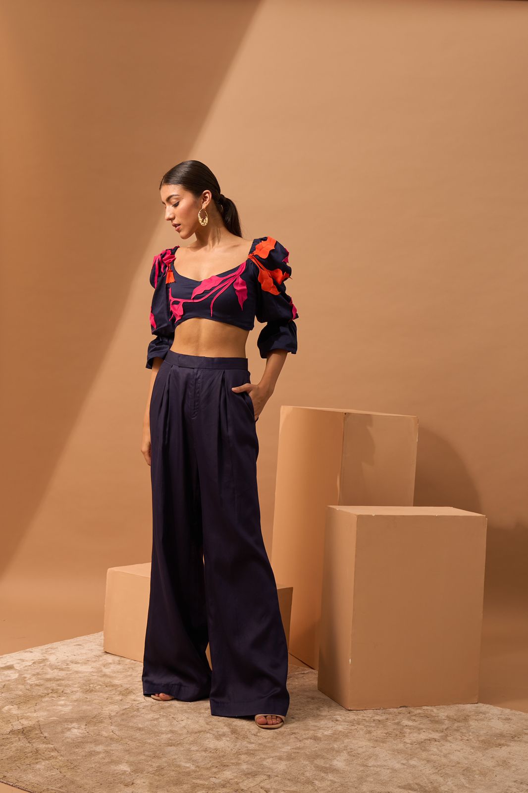 INAYA Appliqué Crop Top And Pants