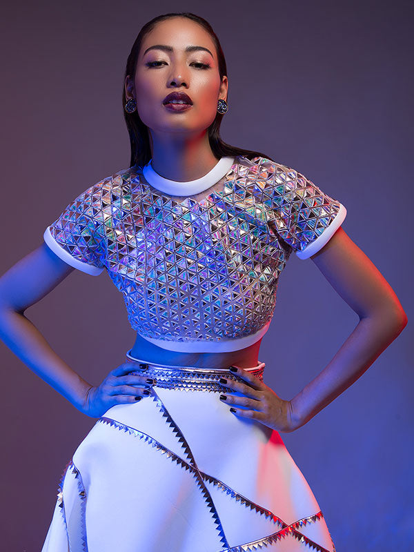 MOJO Metallic Multi-Coloured Applique Top