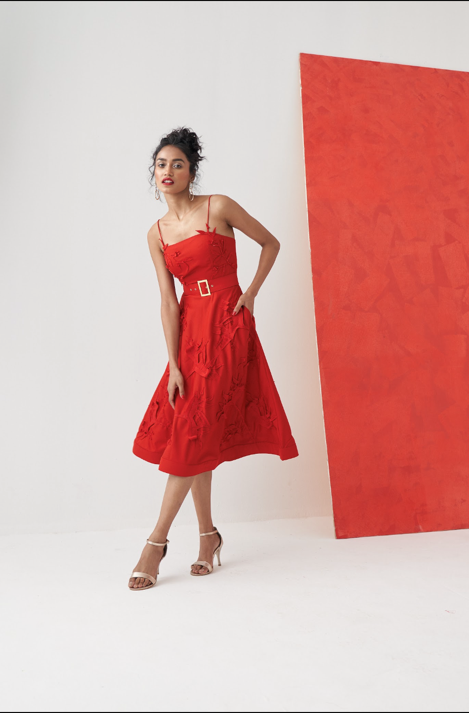DAISY 3D Applique Flared Dress