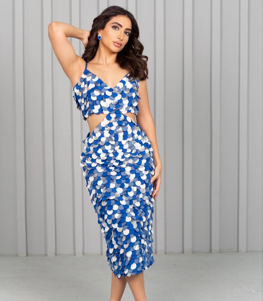 DISCO Circle Applique Side Cut Out Dress
