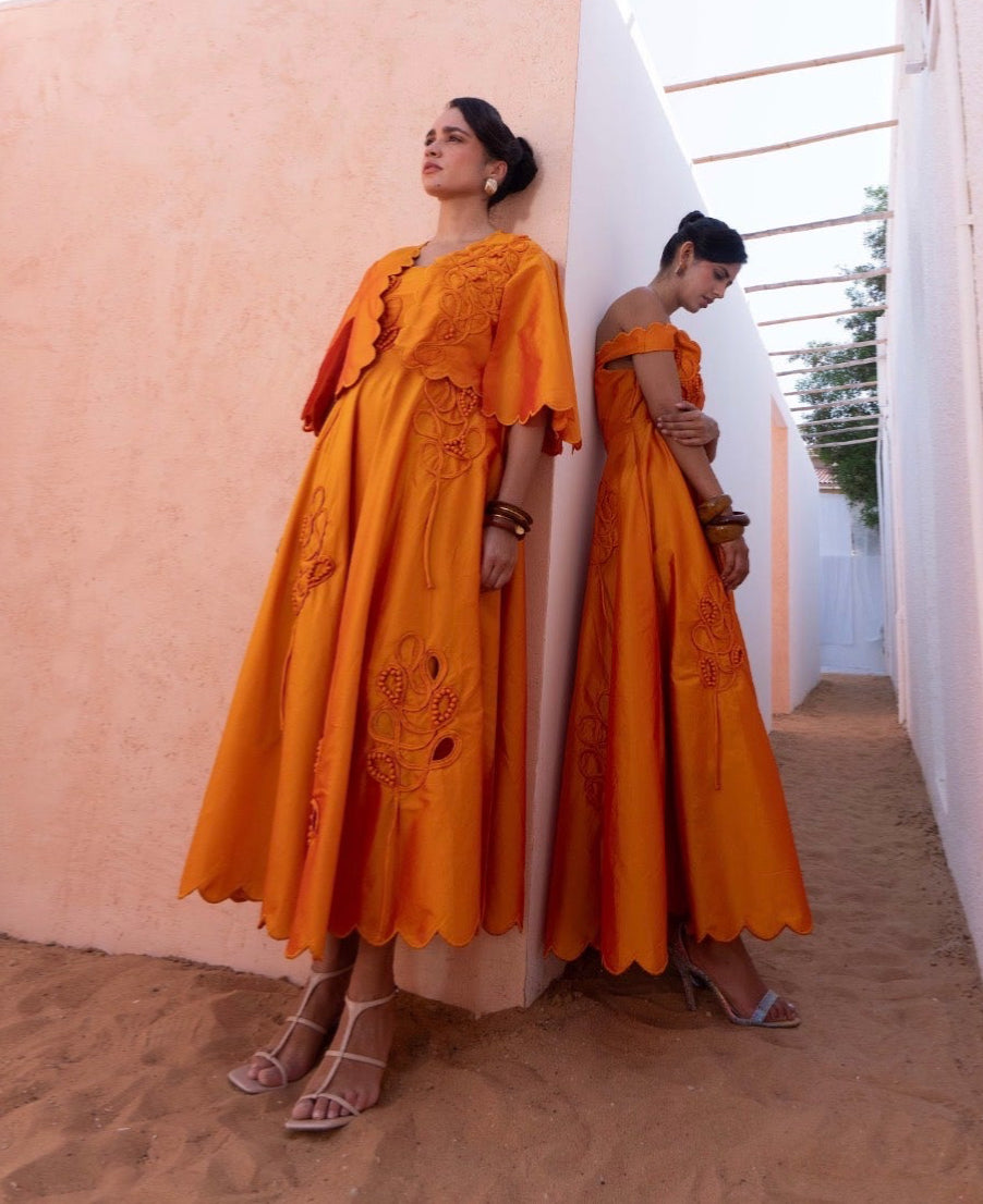 VELORA silk dress (tangerine)