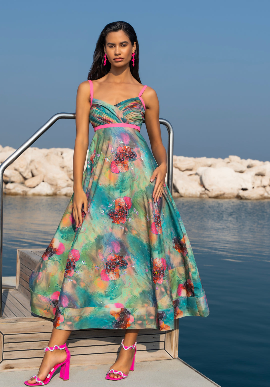 BLOSSOM Pleated Midi Dress