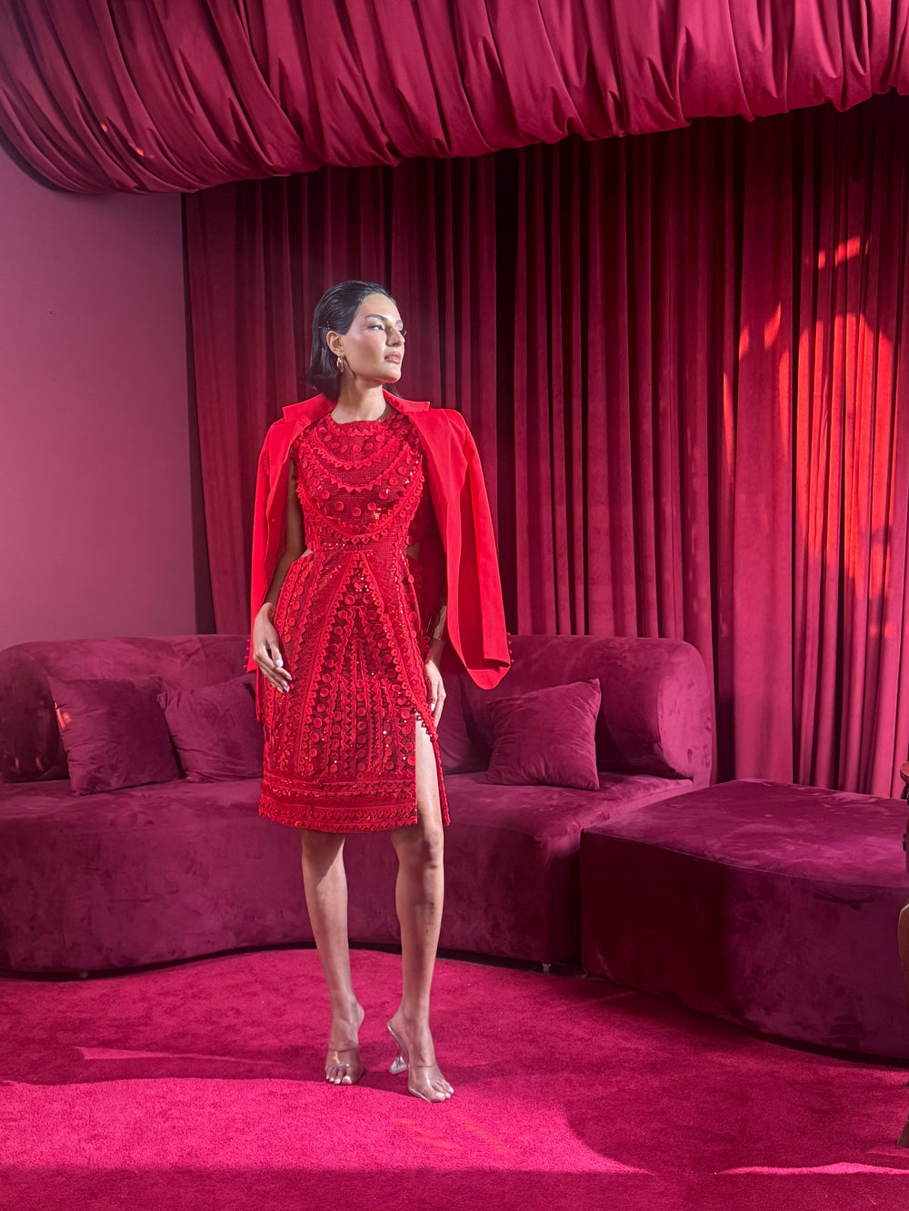 SAHA Sequinned Shift Dress