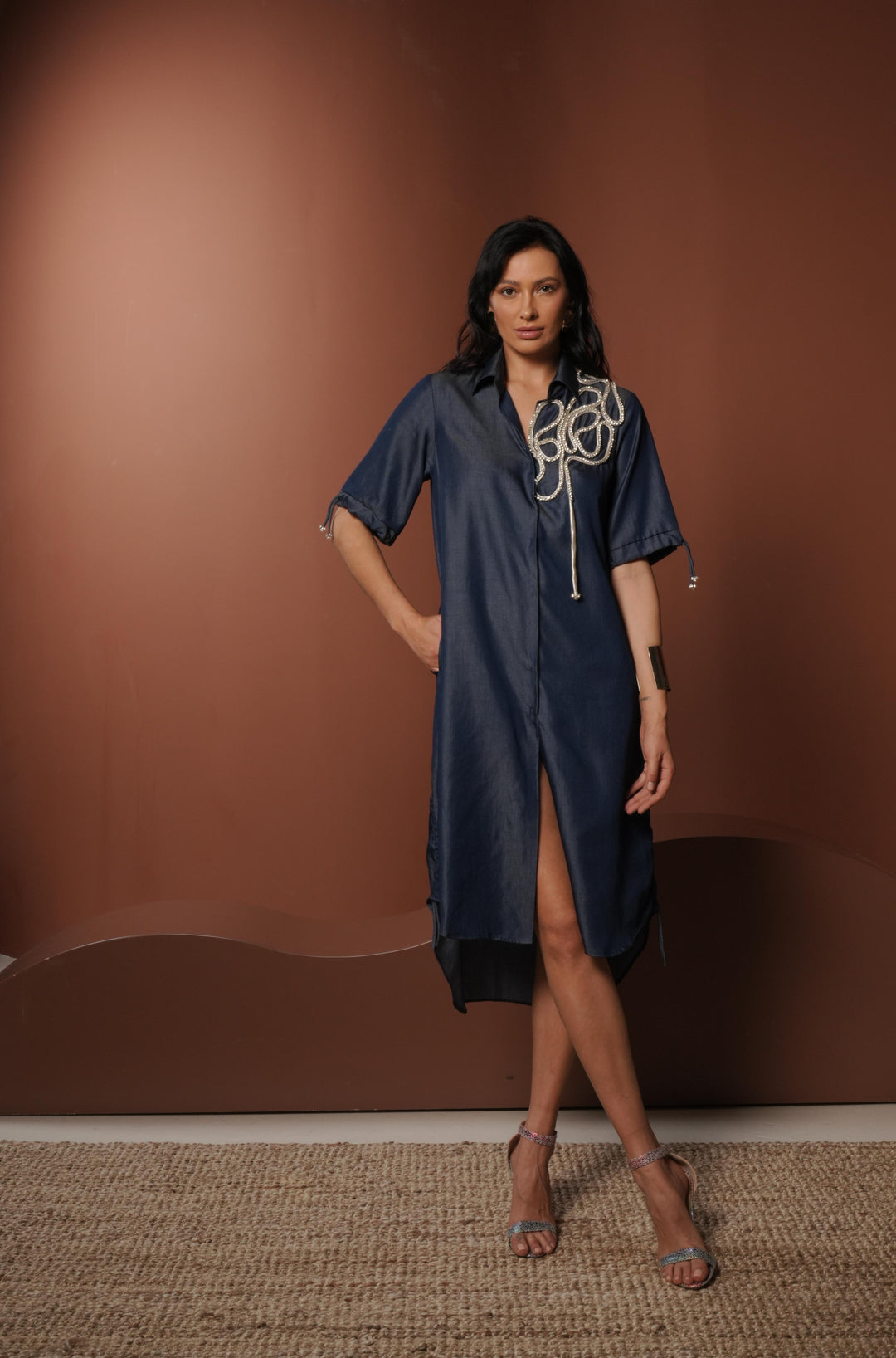 SALT Shirt Dress With Crystal Work