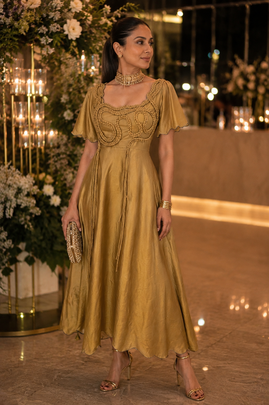 ALIFIA silk taffeta dress