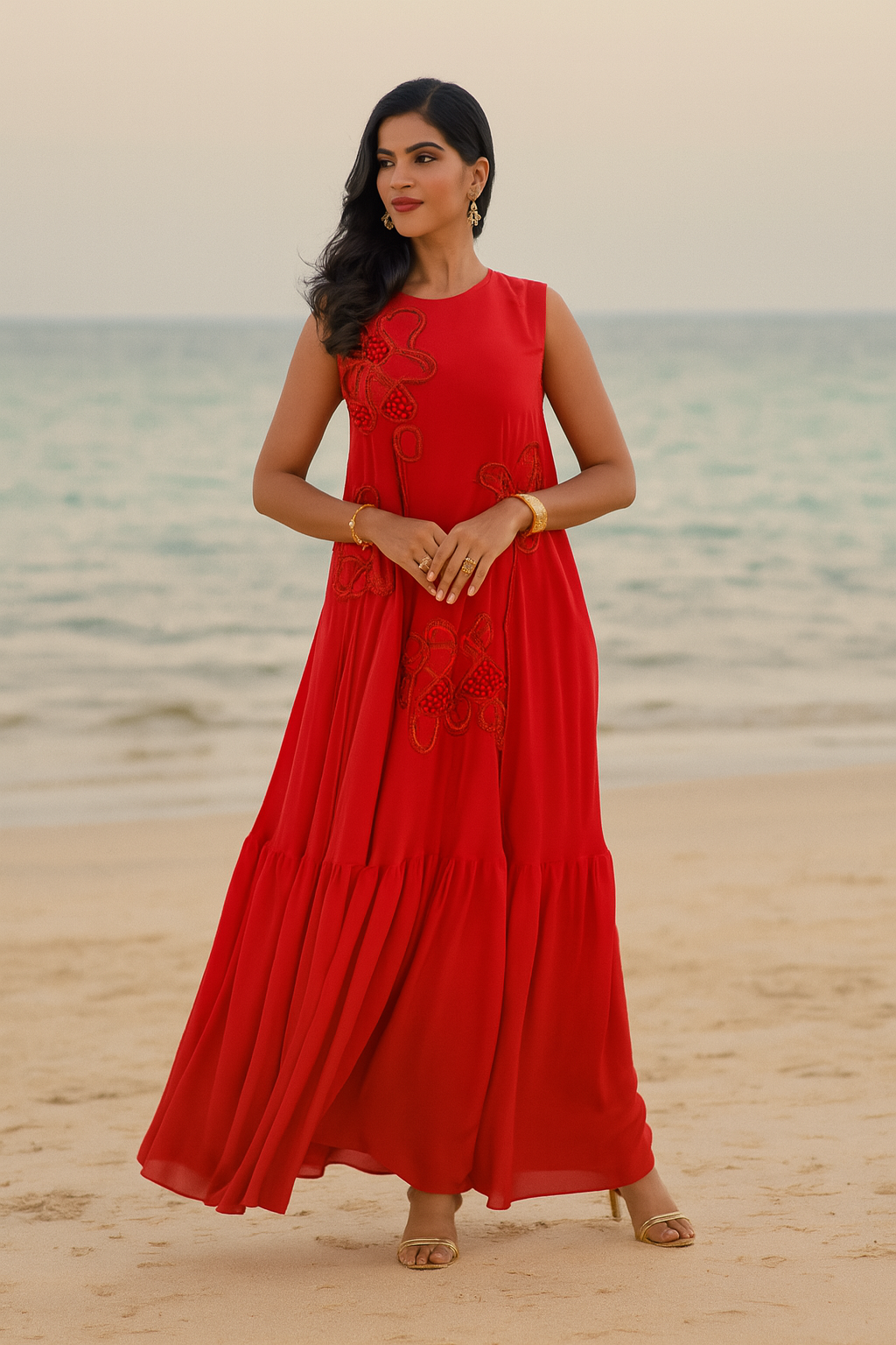 niece waidhofer red dress Strapless Mikado Midi Dress