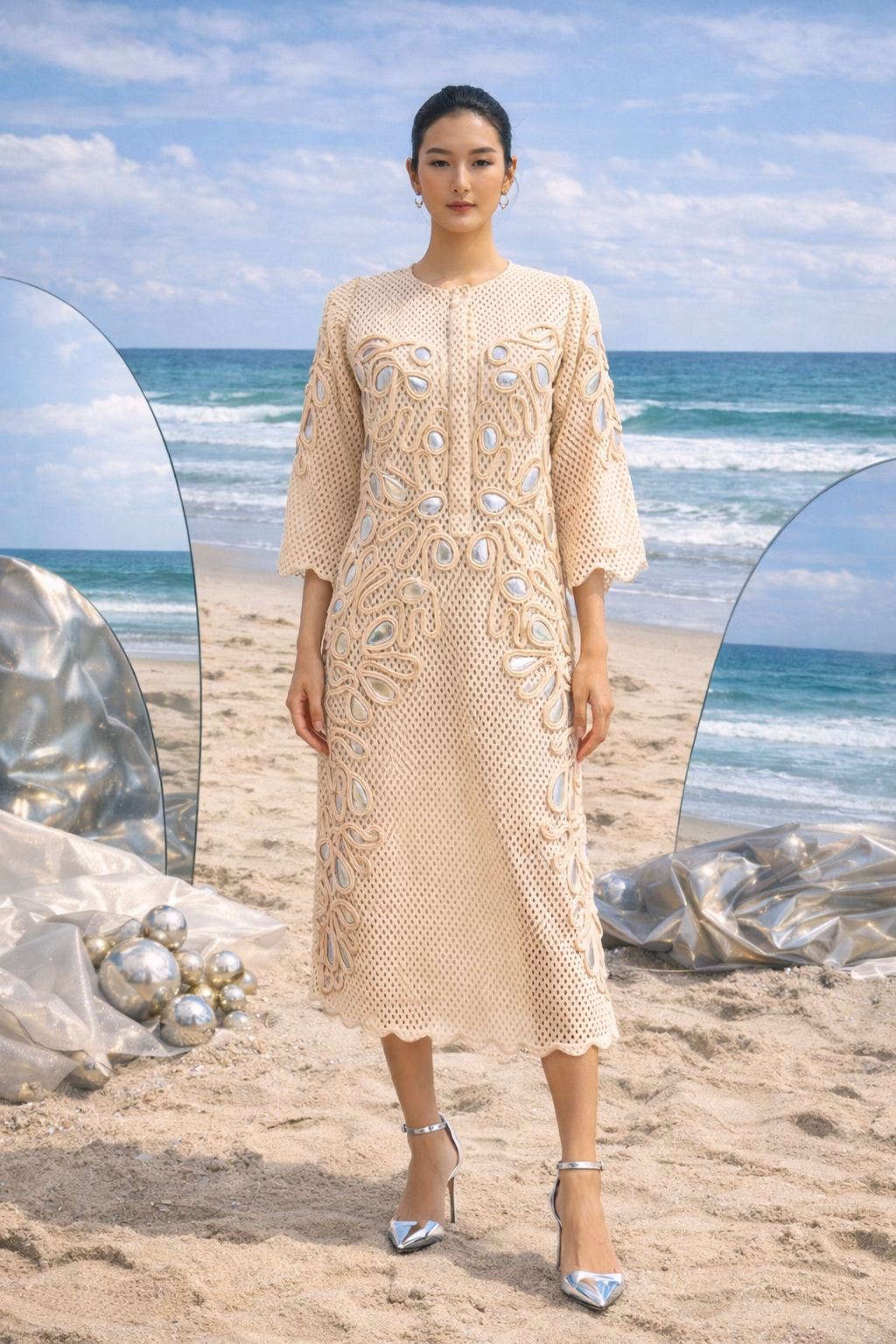 Lace Crochet Metallic Beach Dress Special Moments White Crochet Lace Two-Piece Maxi Dress Lace Crochet Metallic Beach Dress Special Moments White Crochet Lace Two-Piece Maxi Dress