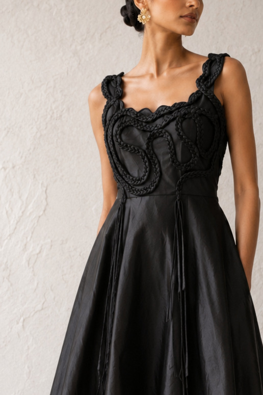ALIFIA silk taffeta dress