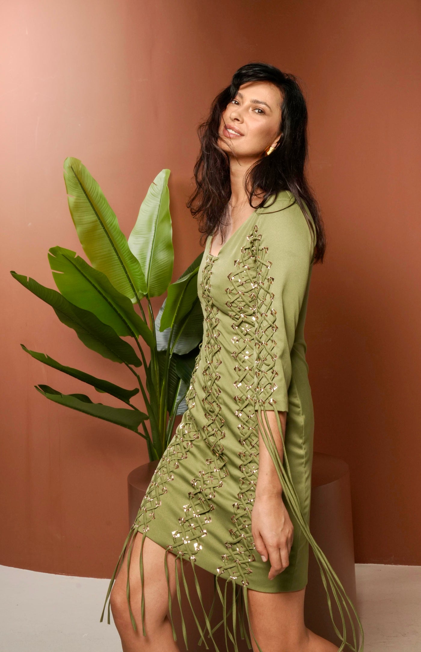 ENA Braided Detail Shift Dress