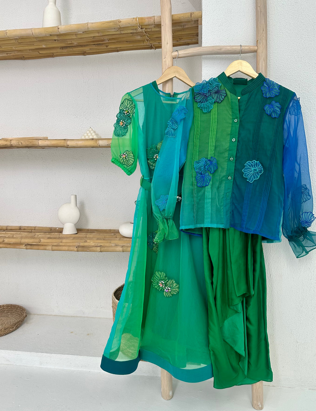 NYLA floral shirt with draped skirt