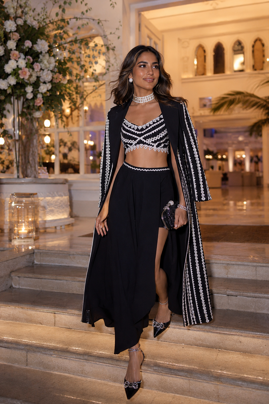 JASHNA Jacket With Drape Skirt