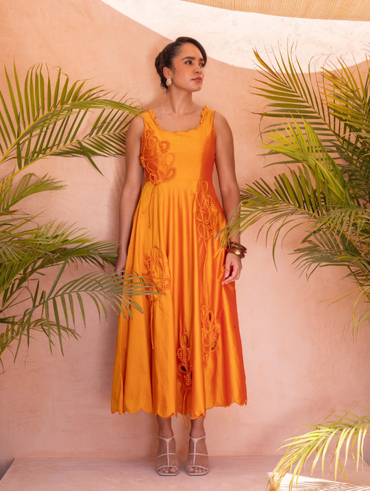 VELORA silk dress (tangerine)