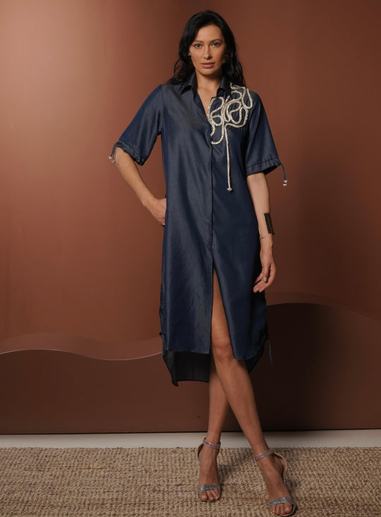 SALT Shirt Dress With Crystal Work