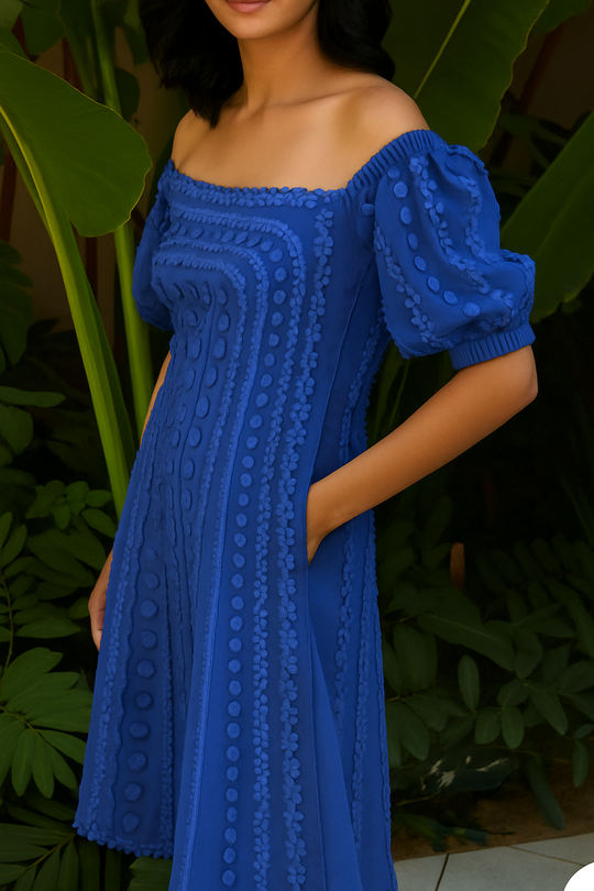 RANIA Sculpted Appliqué Dress