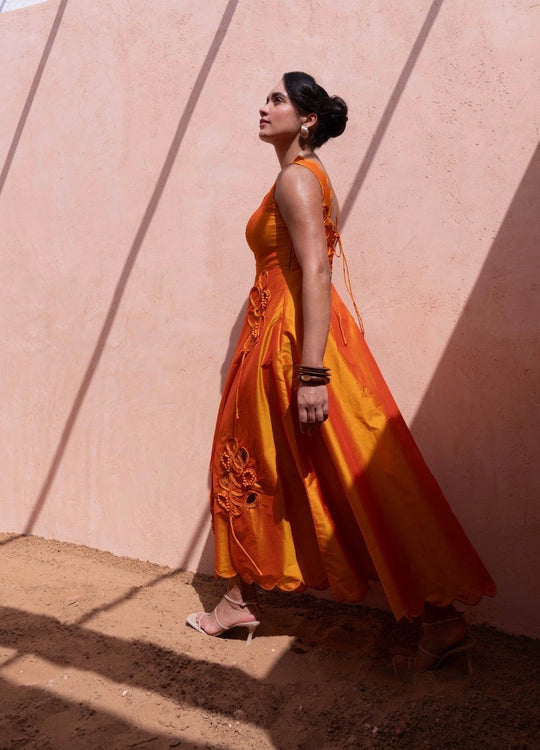 VELORA silk dress (tangerine)