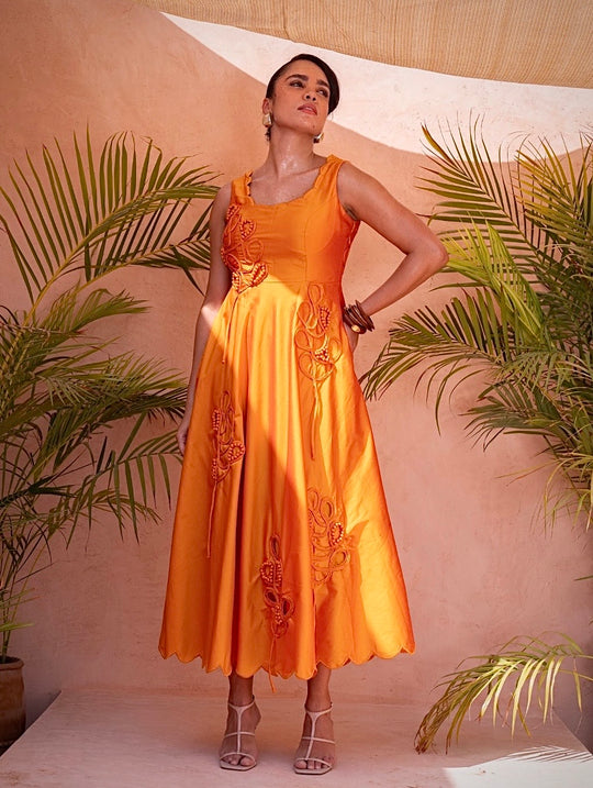 VELORA silk dress (tangerine)
