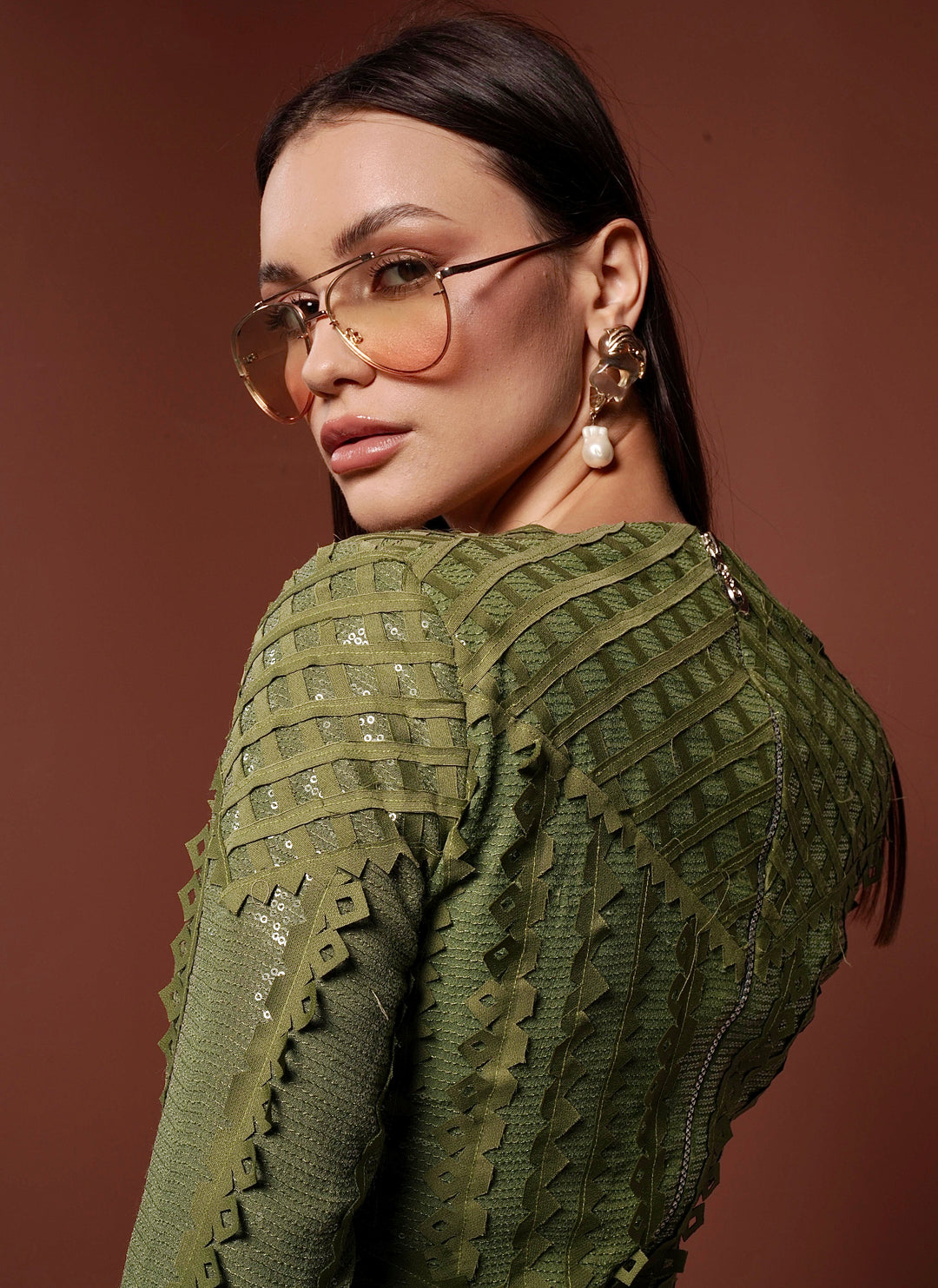 BASIL Sequinned Dress With Power Shoulder