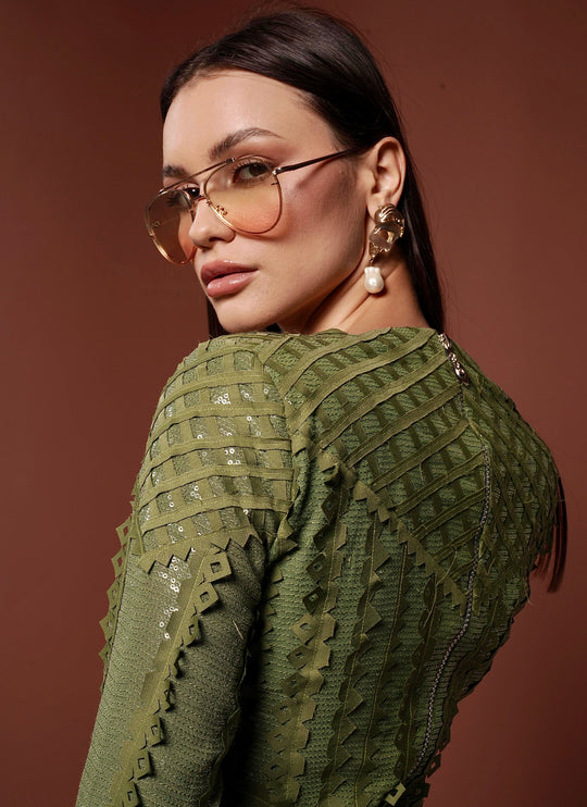 BASIL Sequinned Dress With Power Shoulder