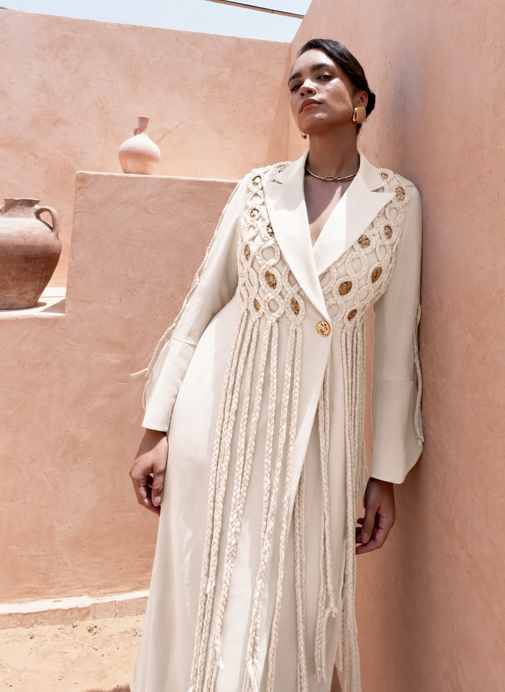 THEA fringe blazer set (ivory)