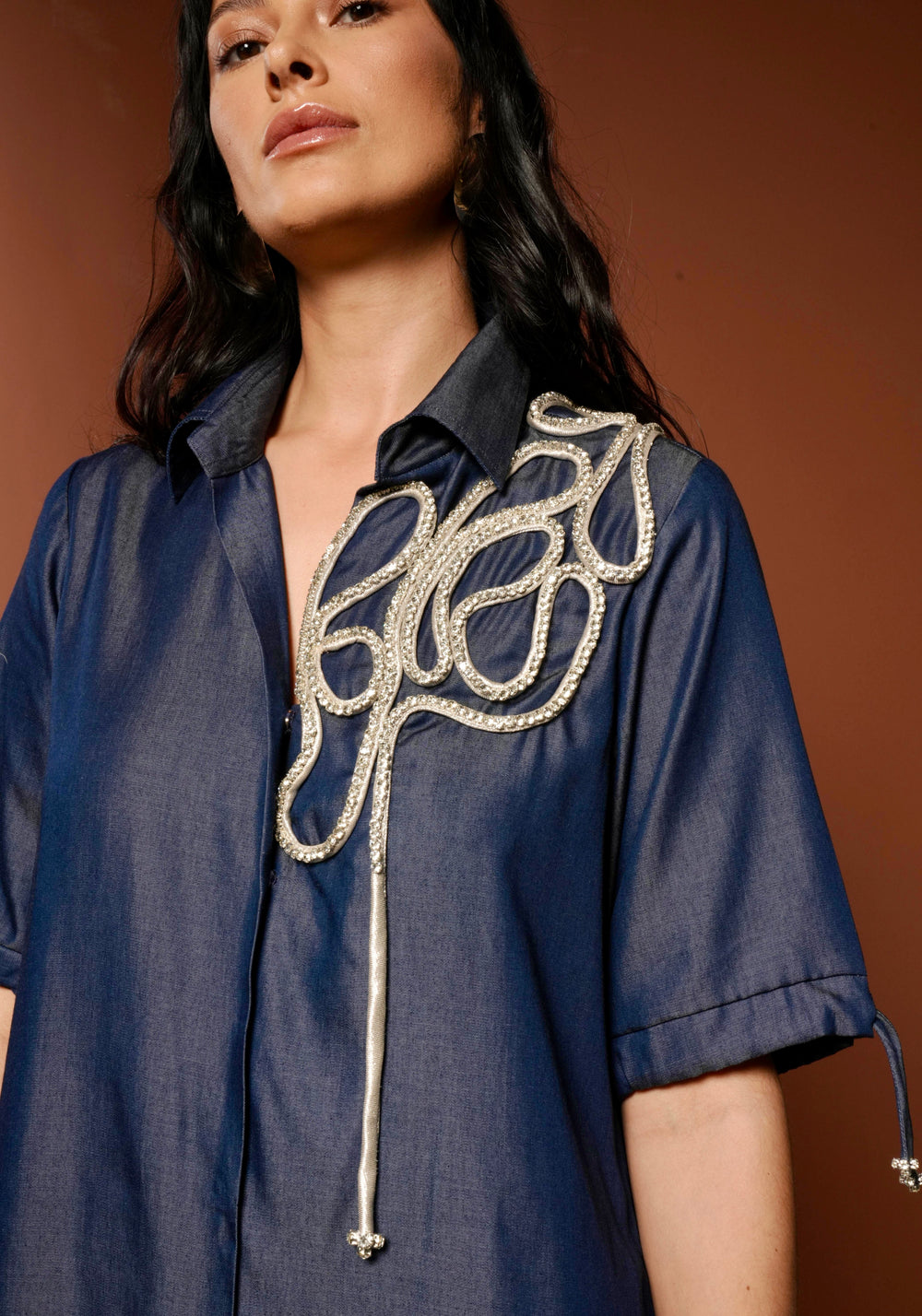 SALT Shirt Dress With Crystal Work