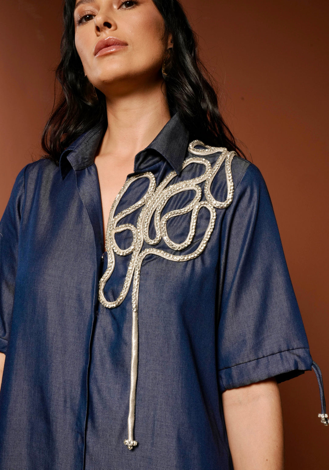 SALT Shirt Dress With Crystal Work
