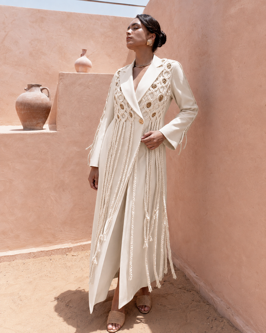 THEA fringe blazer set (ivory)
