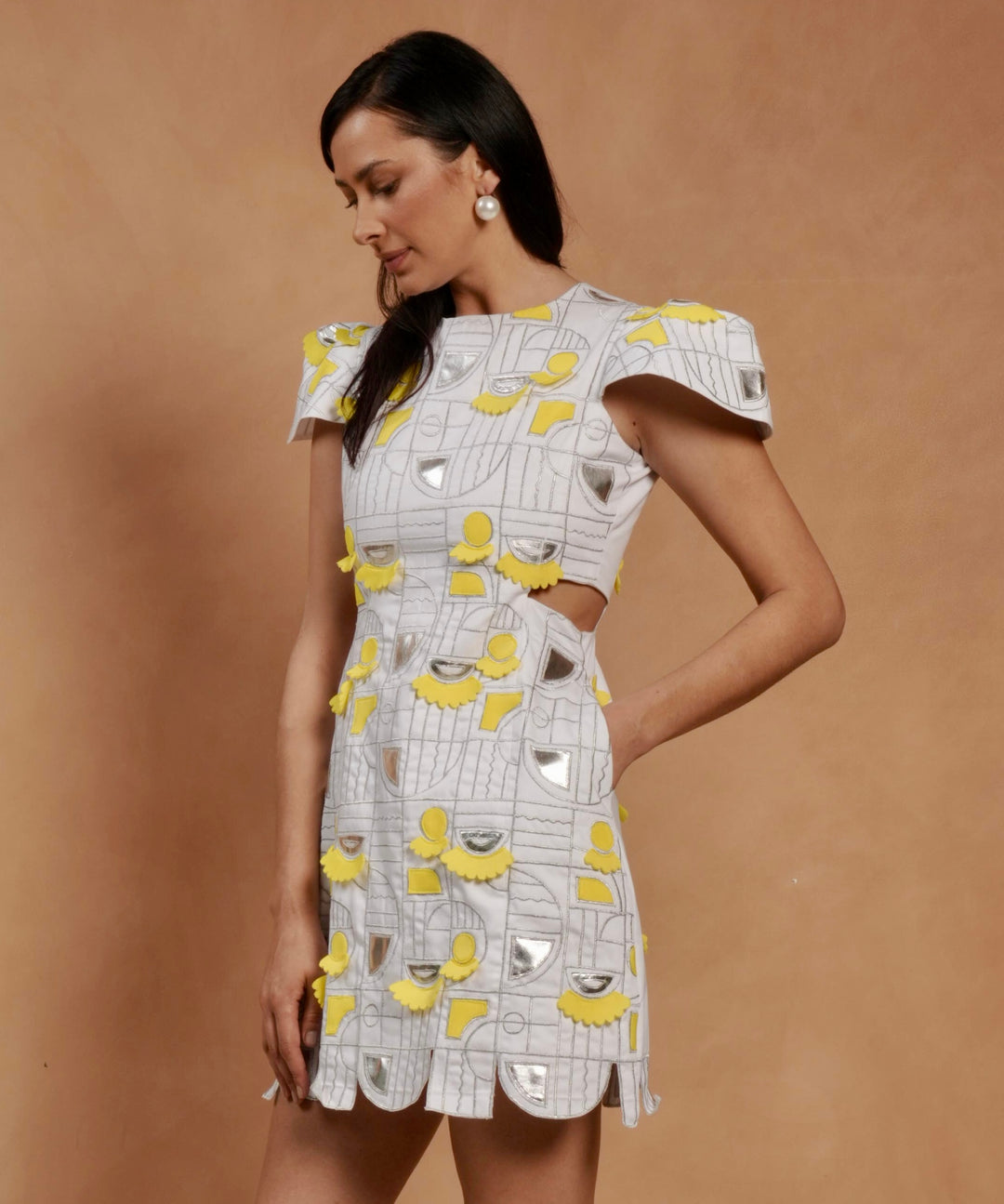 SOLAR Metallic Applique Dress