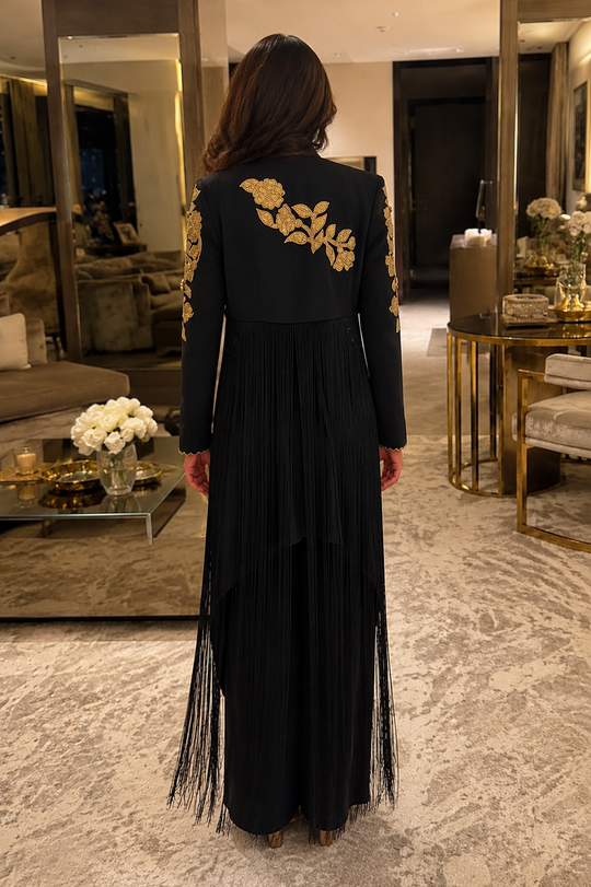 LAZIA fringe jacket & drape skirt