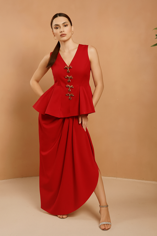 STARSHINE Peplum Top And Draped Skirt
