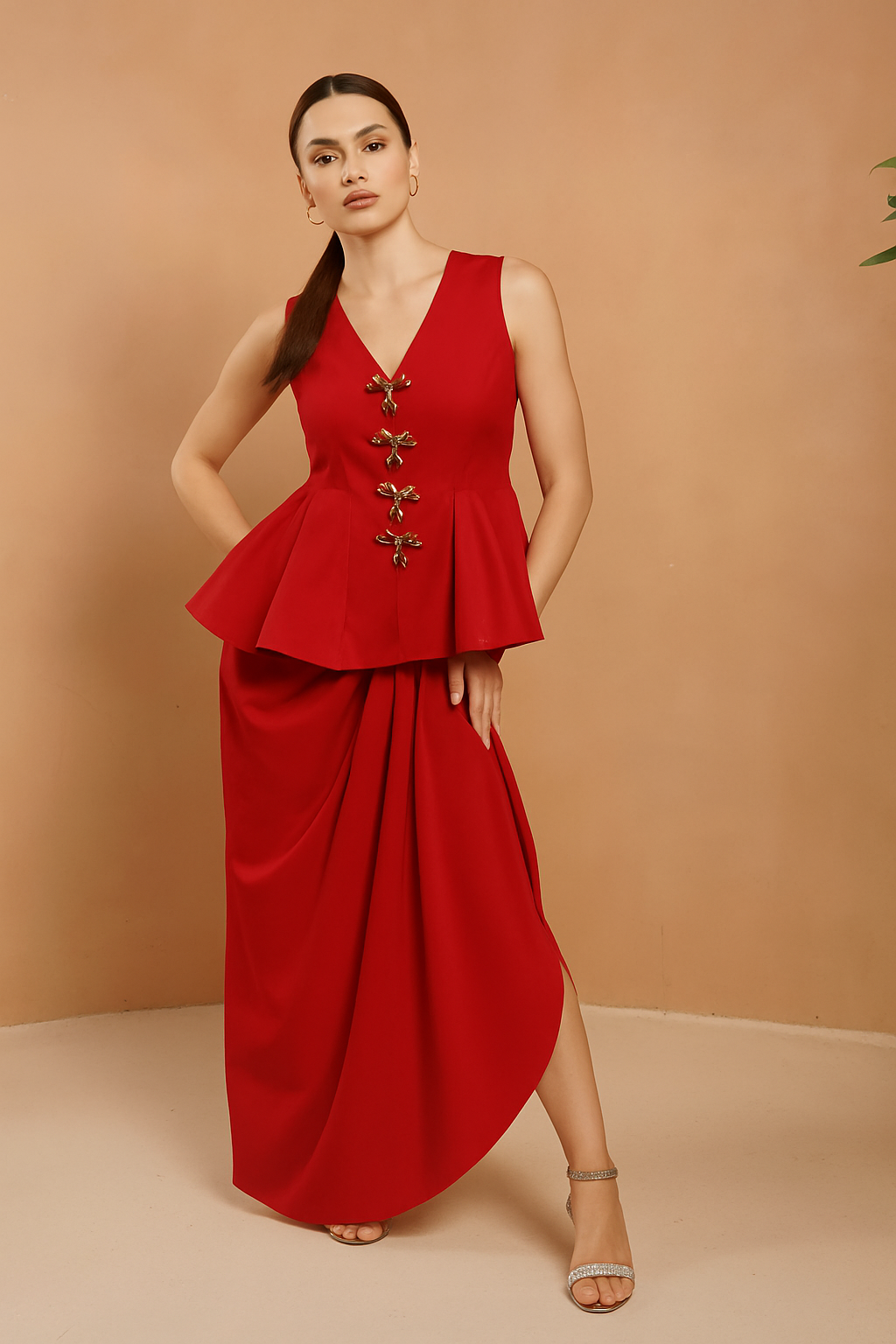 STARSHINE Peplum Top And Draped Skirt