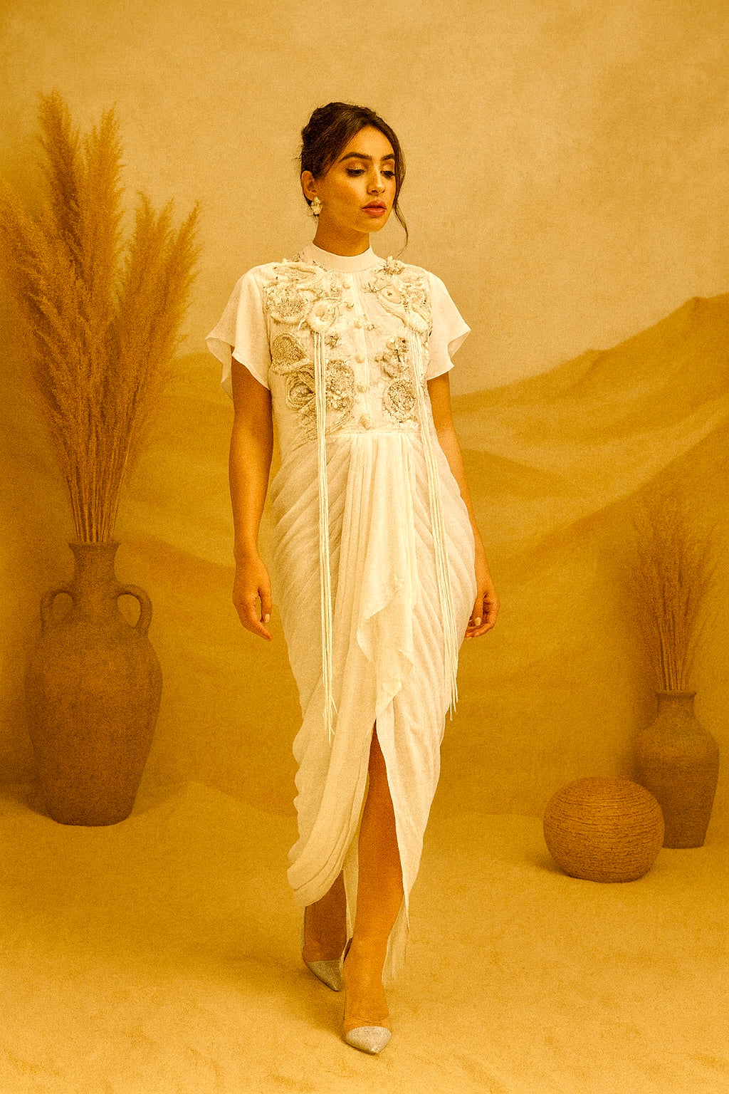 LAIRA Embellished draped Dress