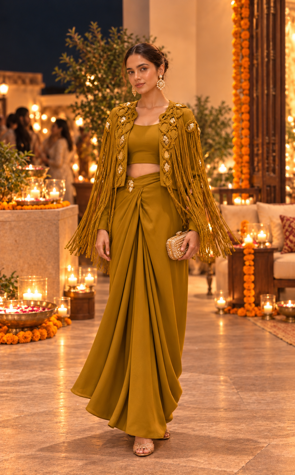 ZORA fringe jacket & drape skirt