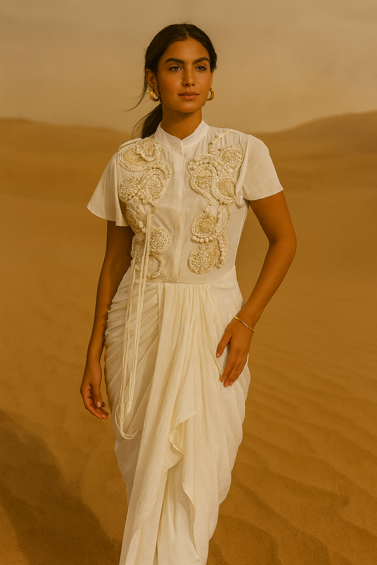 LAIRA Embellished draped Dress