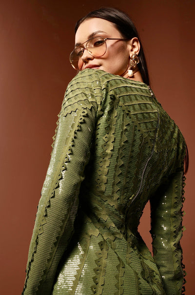 BASIL Sequinned Dress With Power Shoulder
