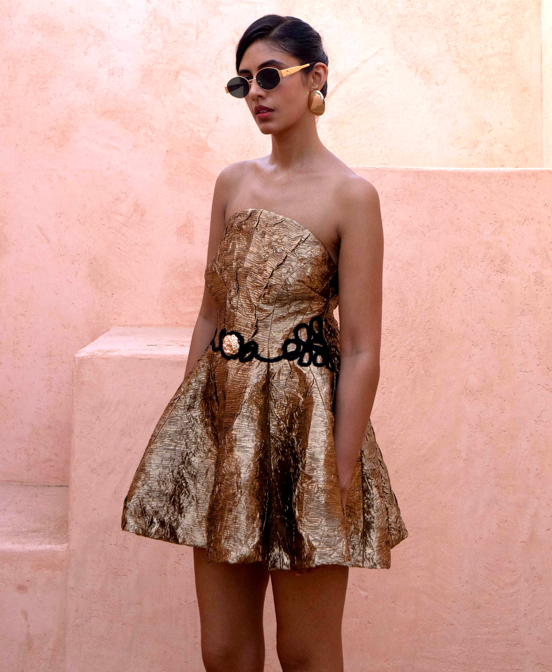 Goldy peplum dress