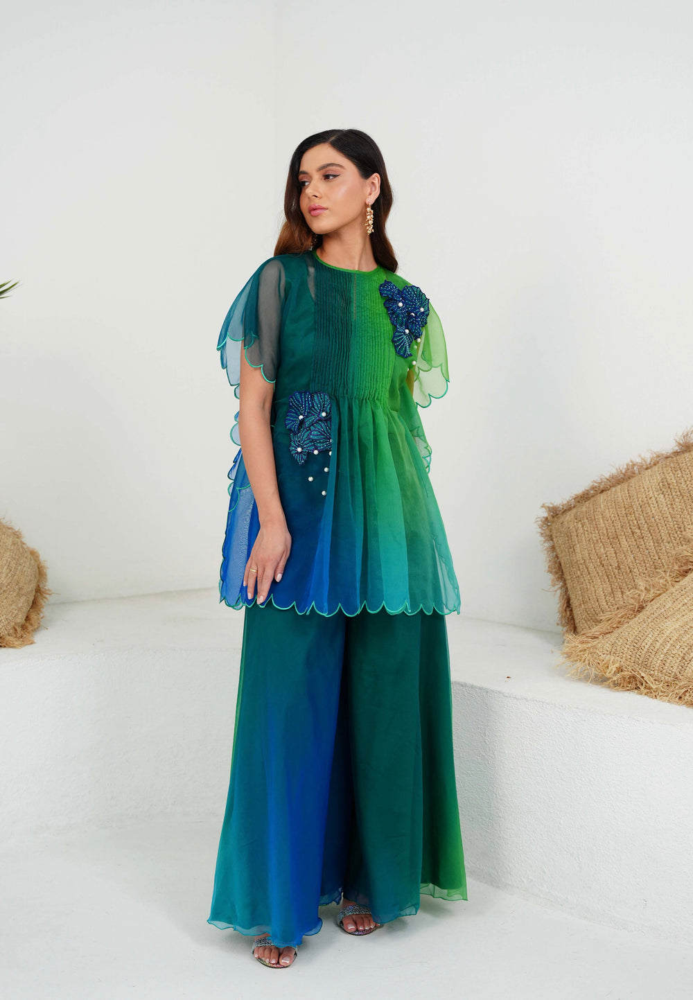 NINA scalloped tunic and flared pants