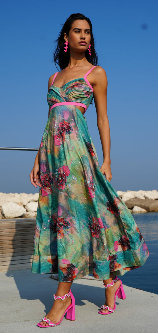 BLOSSOM Pleated Midi Dress