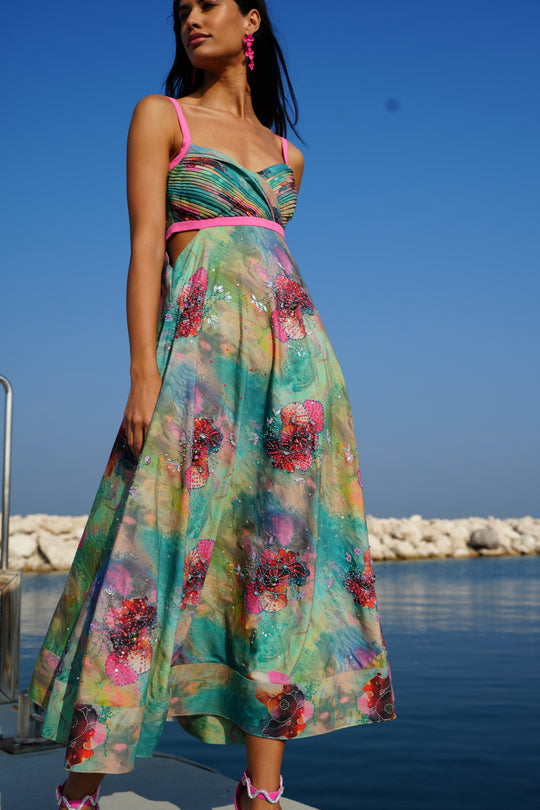 BLOSSOM Pleated Midi Dress