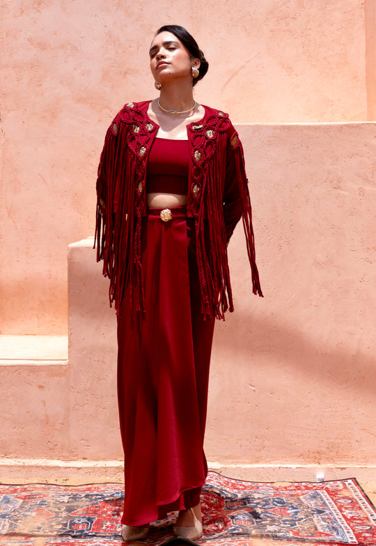 ZORA fringe jacket & drape skirt