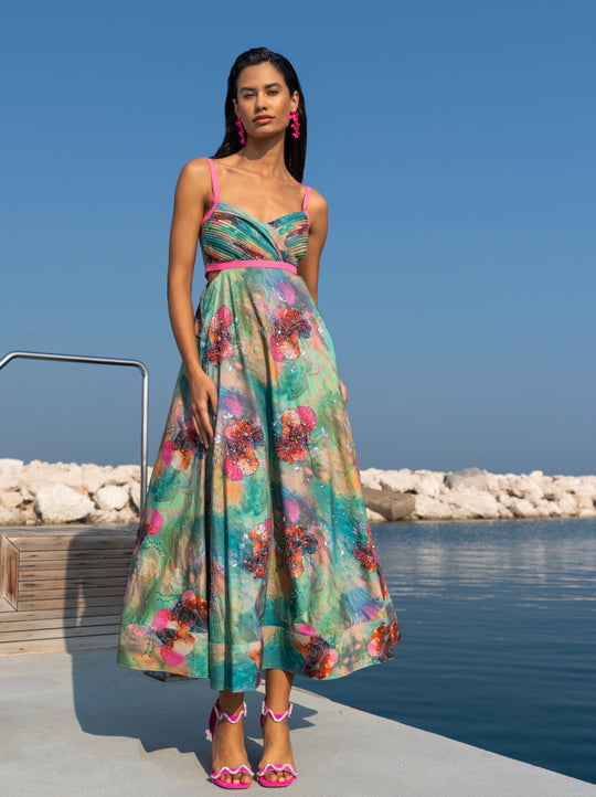 BLOSSOM Pleated Midi Dress