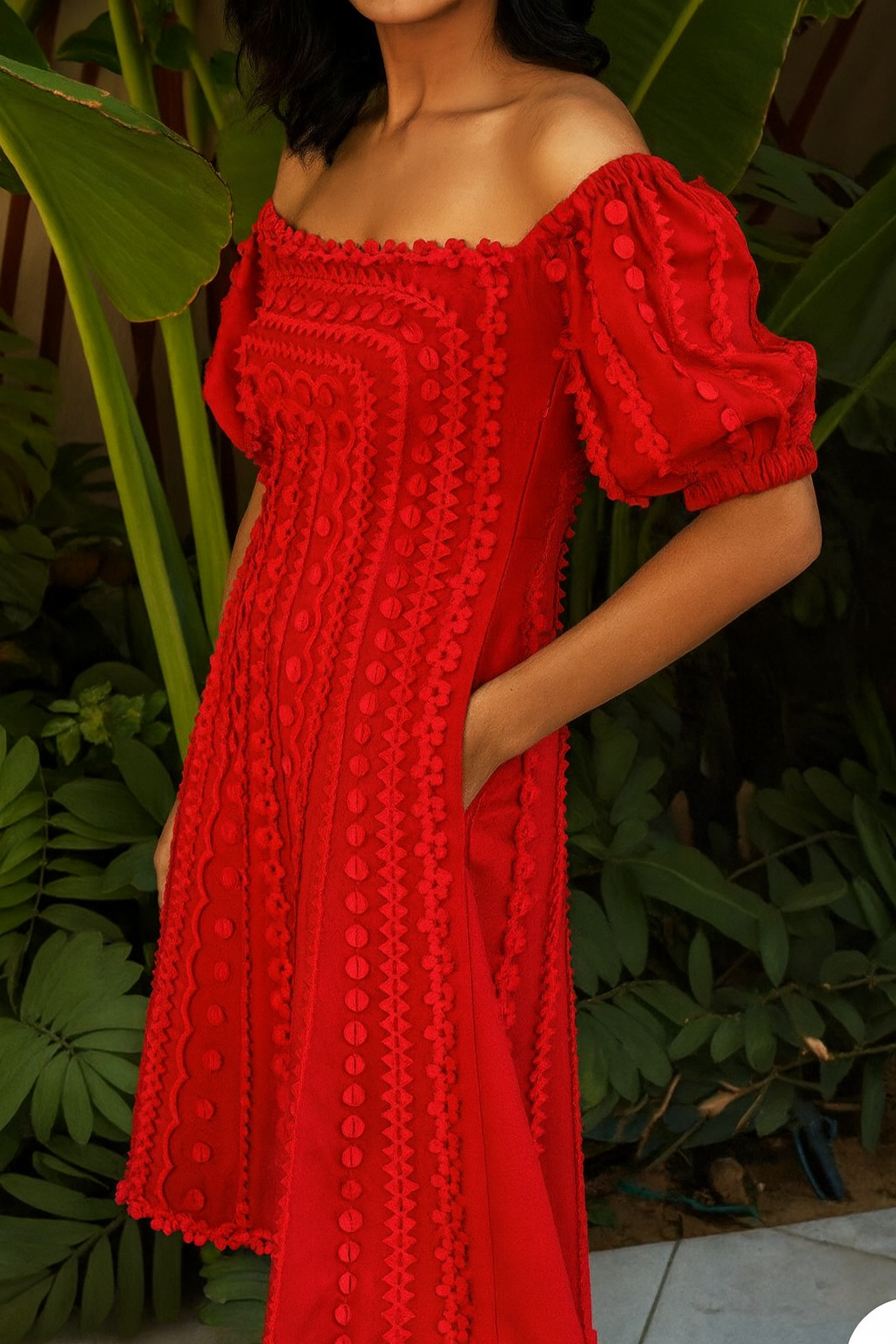 RANIA Sculpted Appliqué Dress