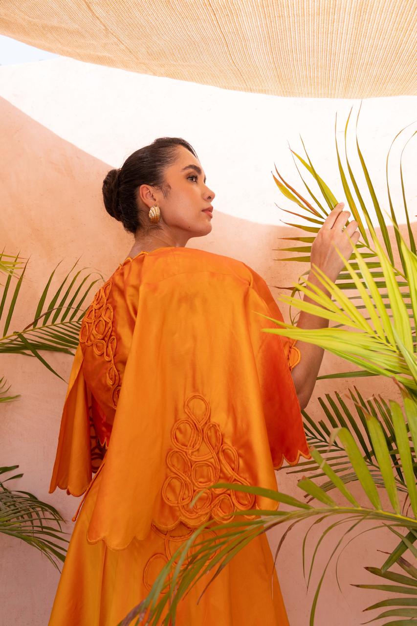 VELORA silk dress (tangerine)