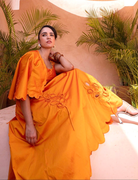 VELORA silk dress (tangerine)
