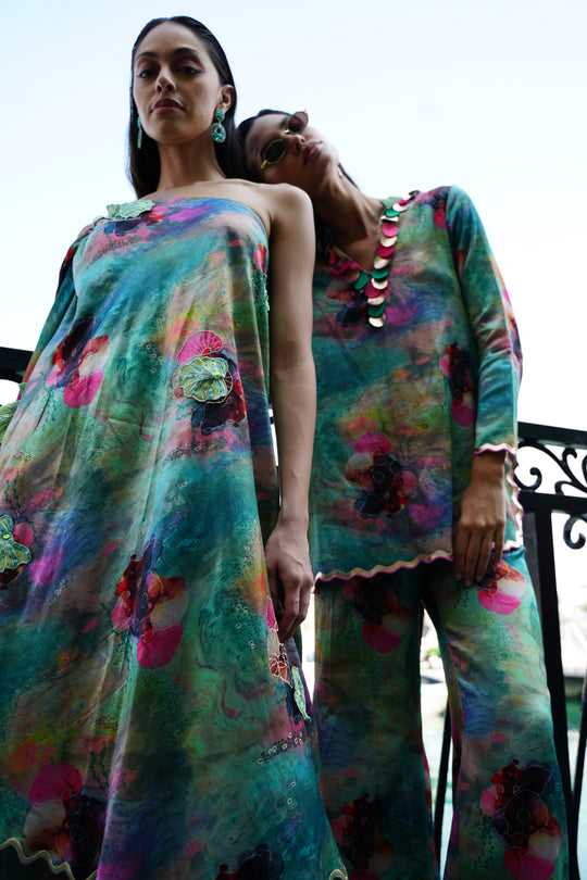 DELIA One-Shoulder Kaftan set