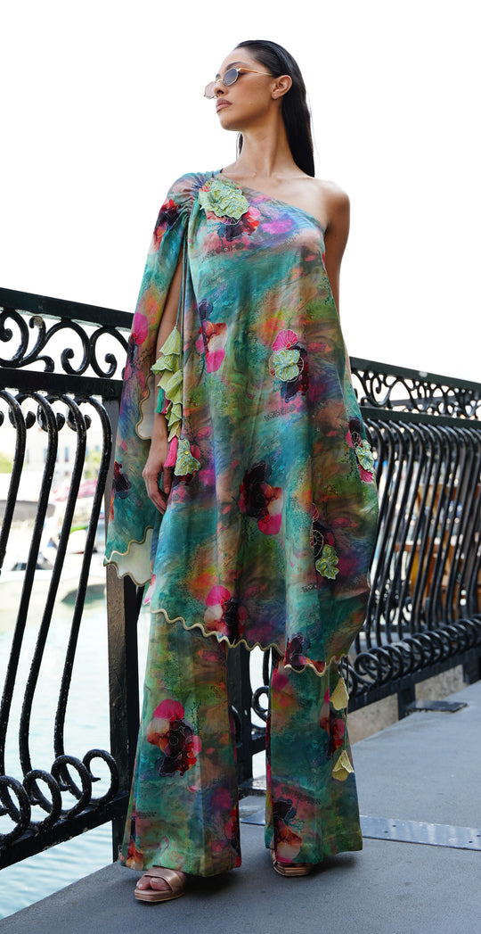 DELIA One-Shoulder Kaftan set