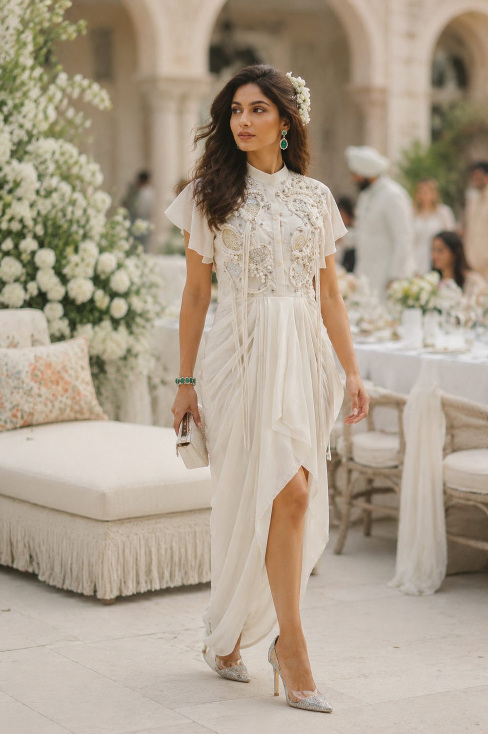 LAIRA Embellished draped Dress