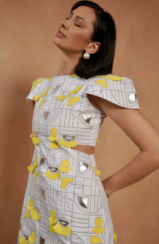 SOLAR Metallic Applique Dress