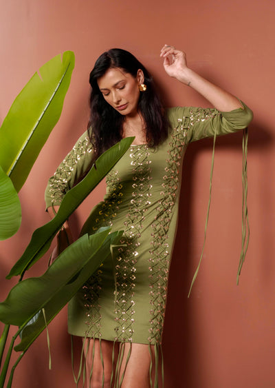 ENA Braided Detail Shift Dress