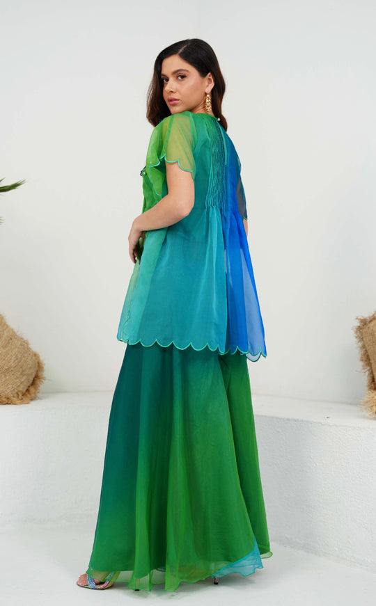 NINA scalloped tunic and flared pants